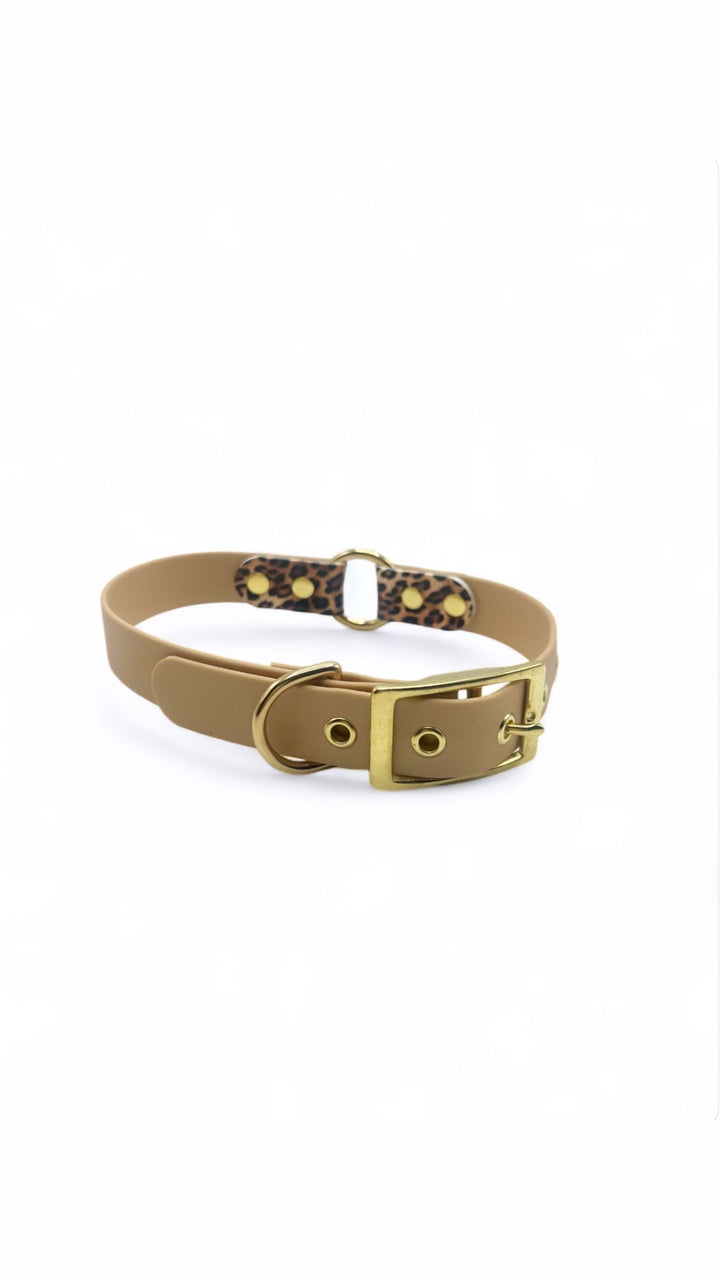 collier à oeillets chiens motif léopard en biothane