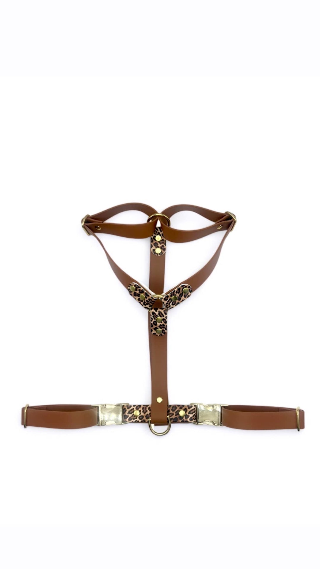 Harnais chiens en biothane camel et léopard. Tendance et résistant
