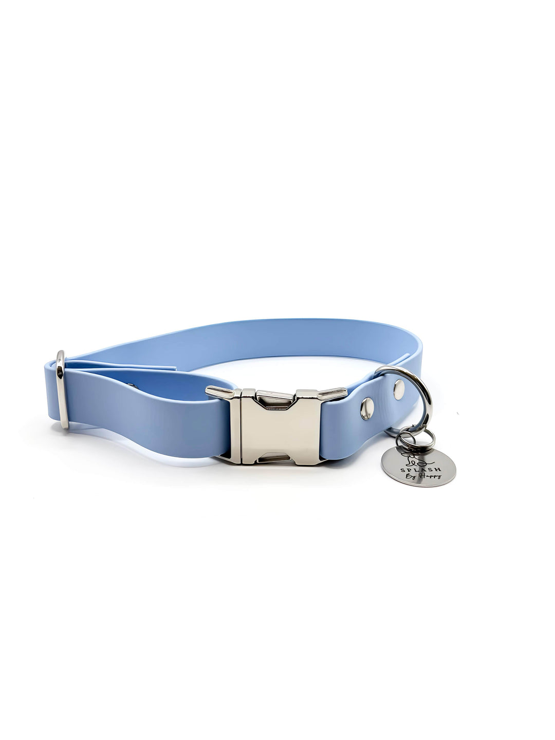 Collier chien clip bleu polaire biothane France Splash By Happy résistant ajustable