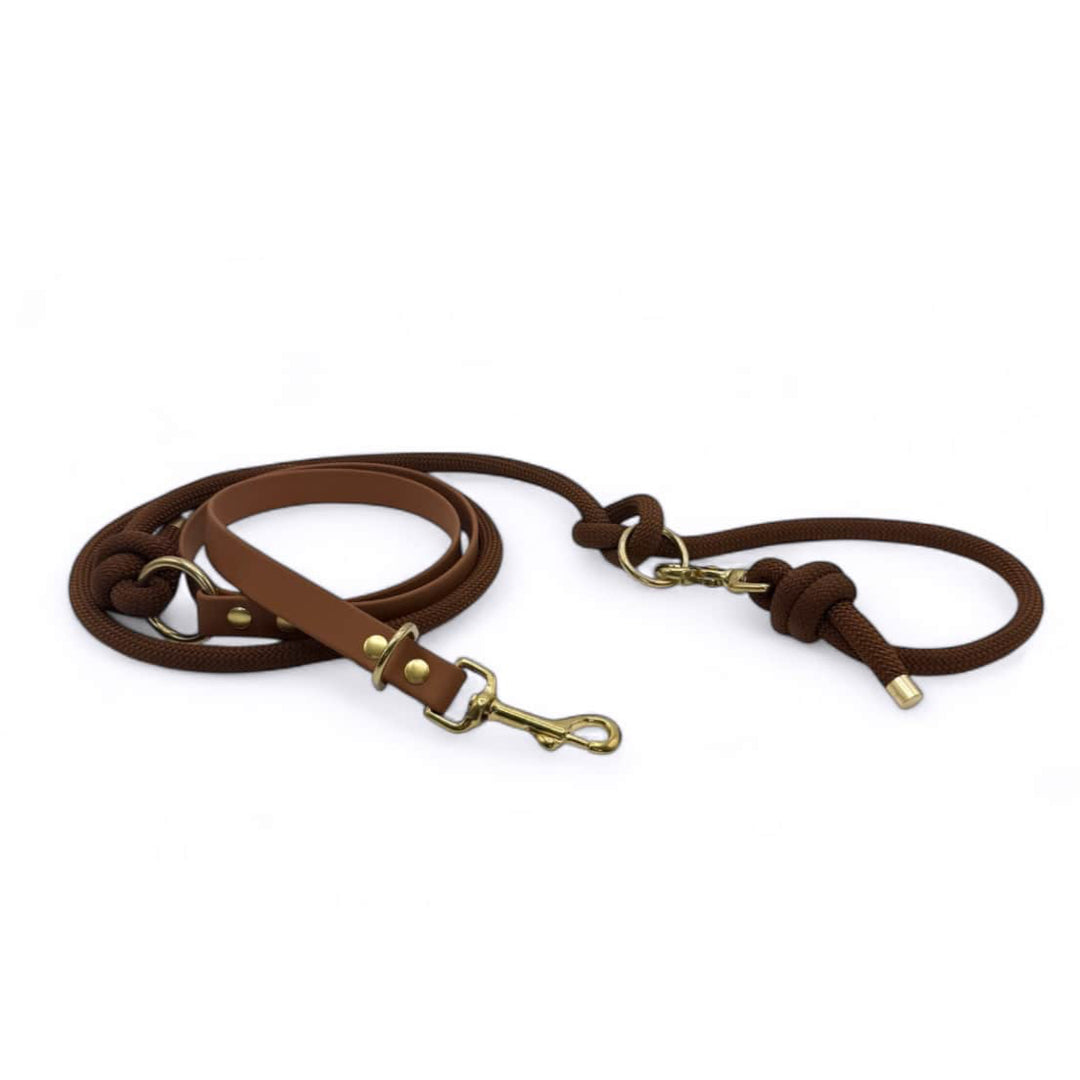 Laisse Multipositions corde biothane Camel pour chiens 