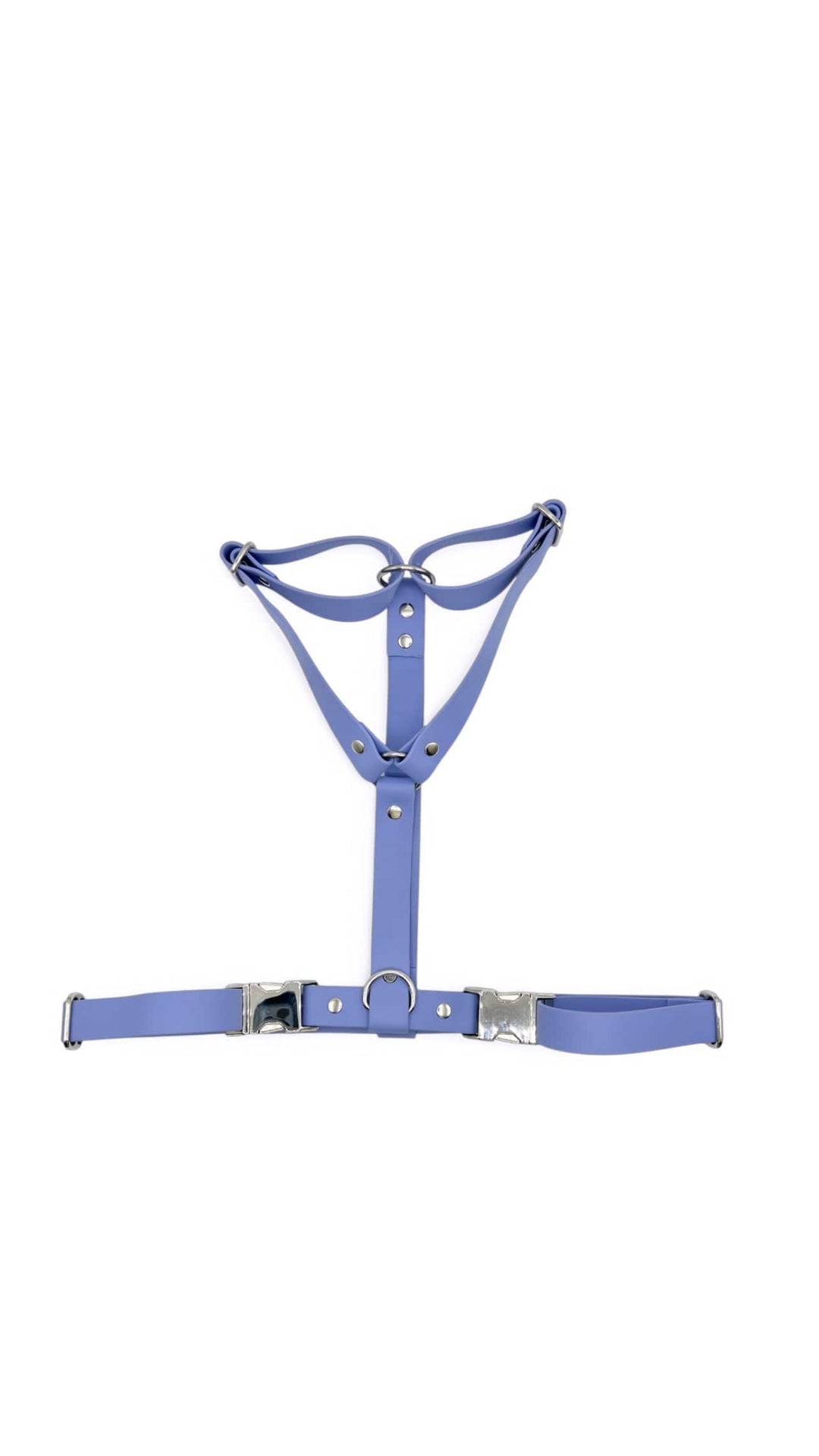 Harnais chien biothane bleu lavande deux clips