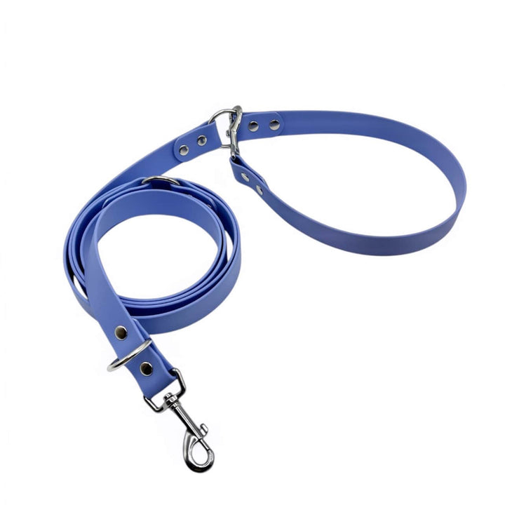 Laisse multipositions chien biothane bleu lavande